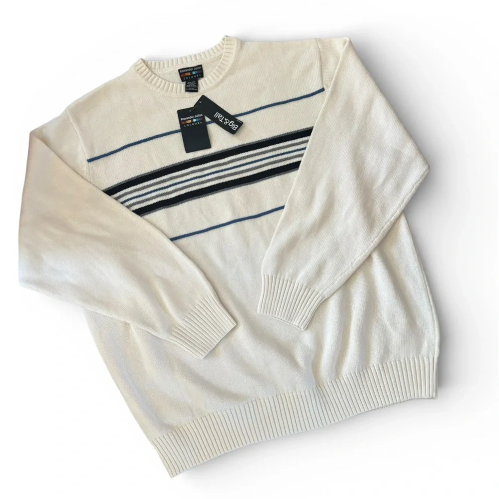 Vintage Alexander Julian Colours Cotton Grandpa Stripe Sweater Men’s Size 2XL